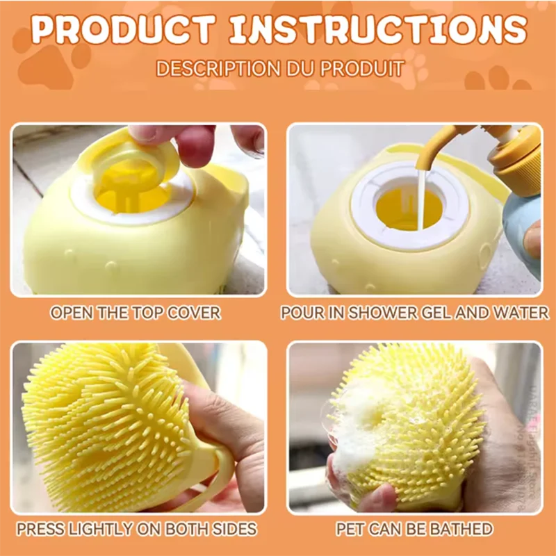 Soft Silicone Pet Bath Massage Brush For Dogs And Cats