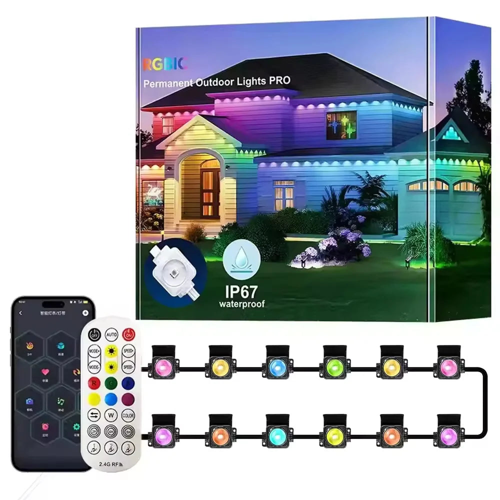 Smart Outdoor Eaves Light String With App Music Sync Control