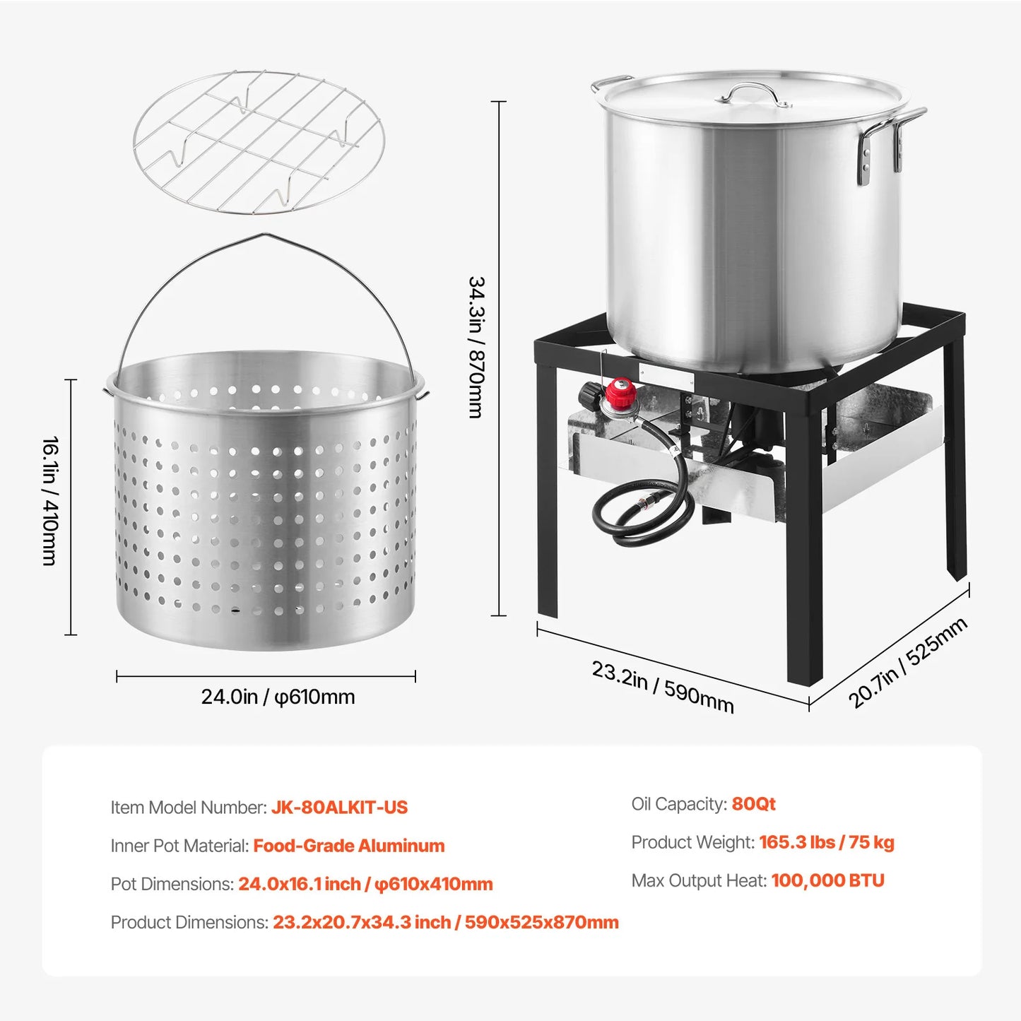 SucceBuy Seafood Boiling Kit With Strainer Aluminum Stockpot Steamer