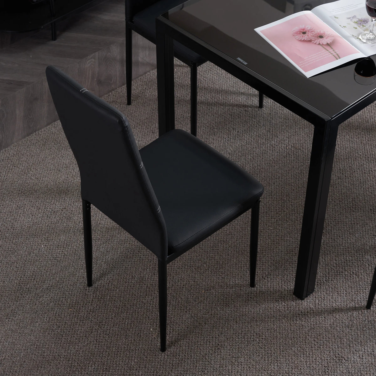 Modern Synthetic Leather High Backrest Dining Chairs Set of Four