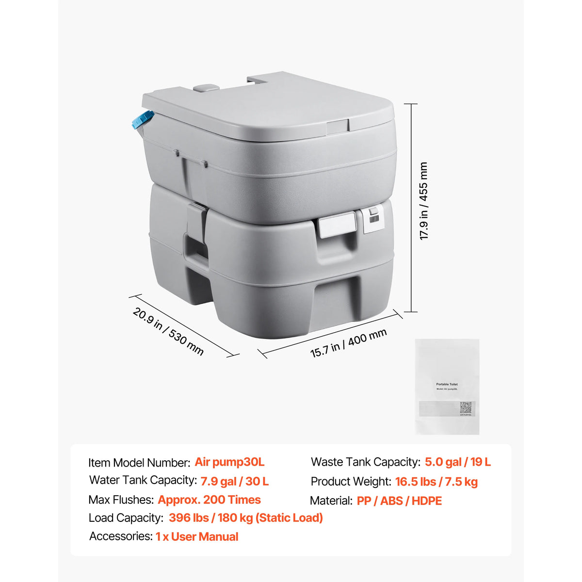 SucceBuy Portable Camping Toilet Detachable Waste Tank And Level Indicator