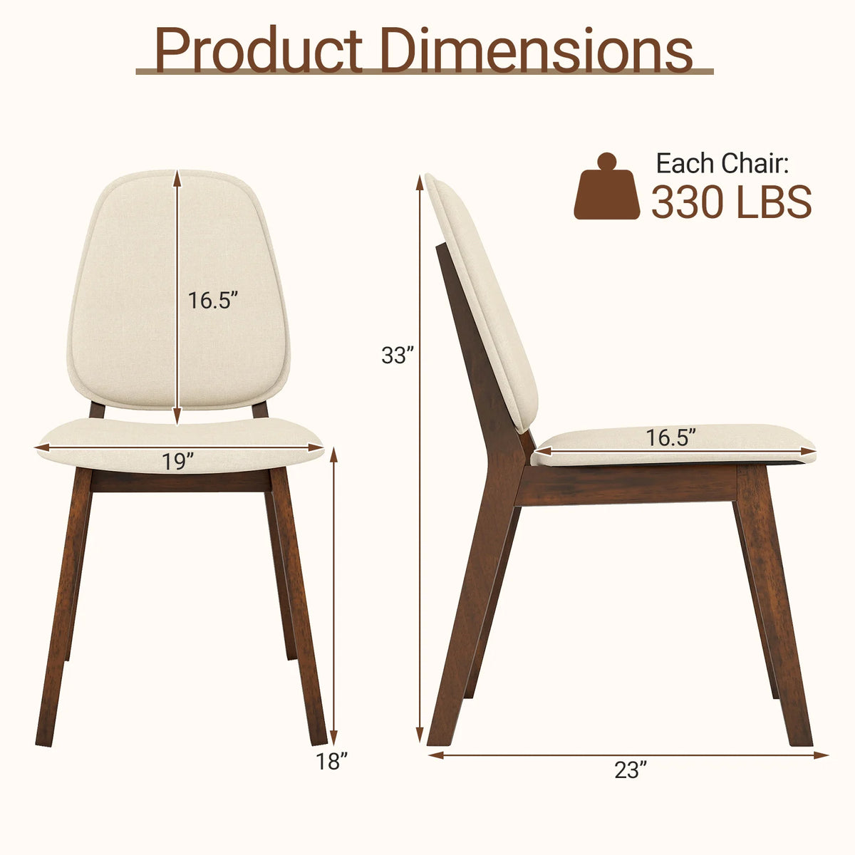 Homasis Modern Wooden Dining Chairs With Upholstered Linen Seats