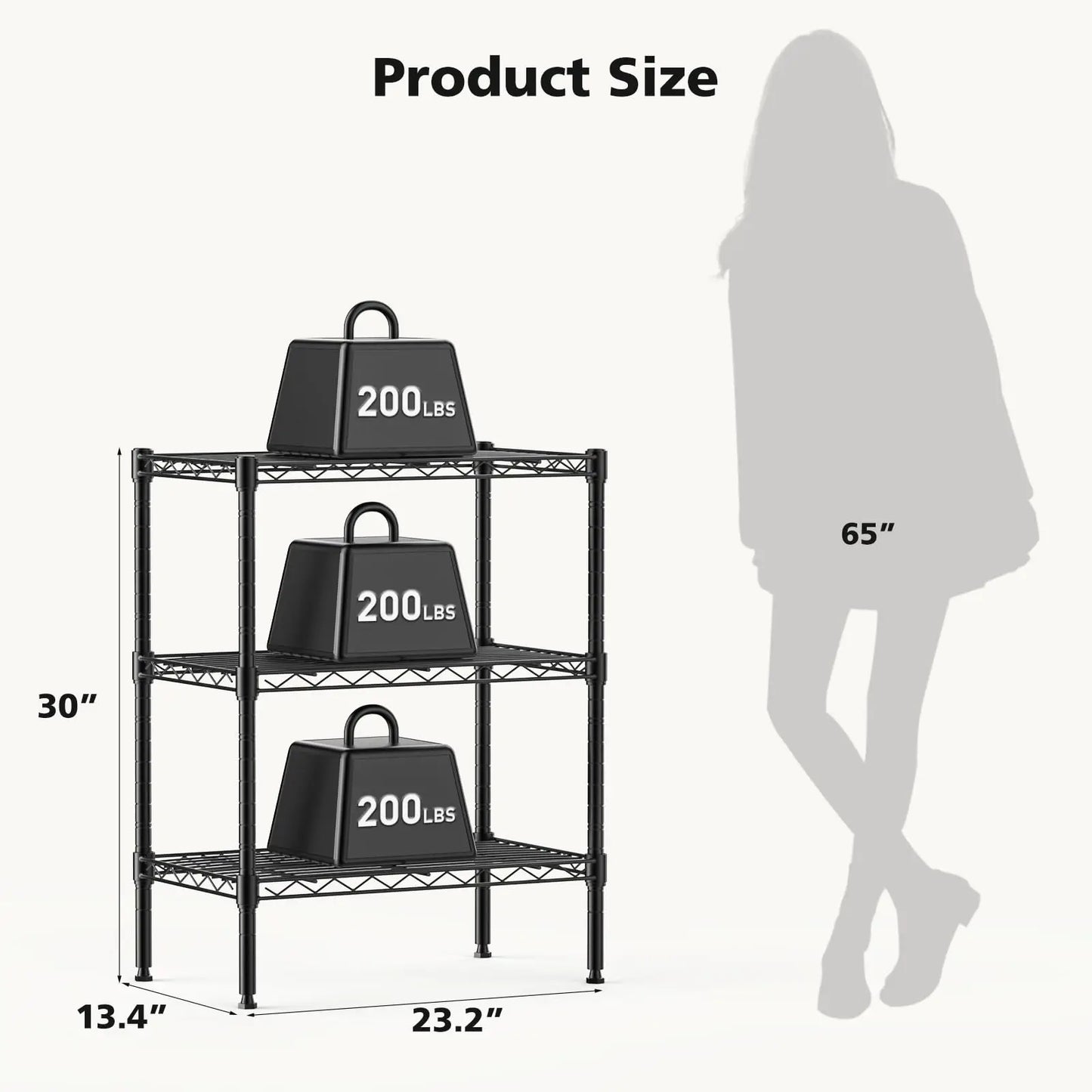 JHK 3 Tier Metal Wire Storage Shelves Heavy Duty Rack