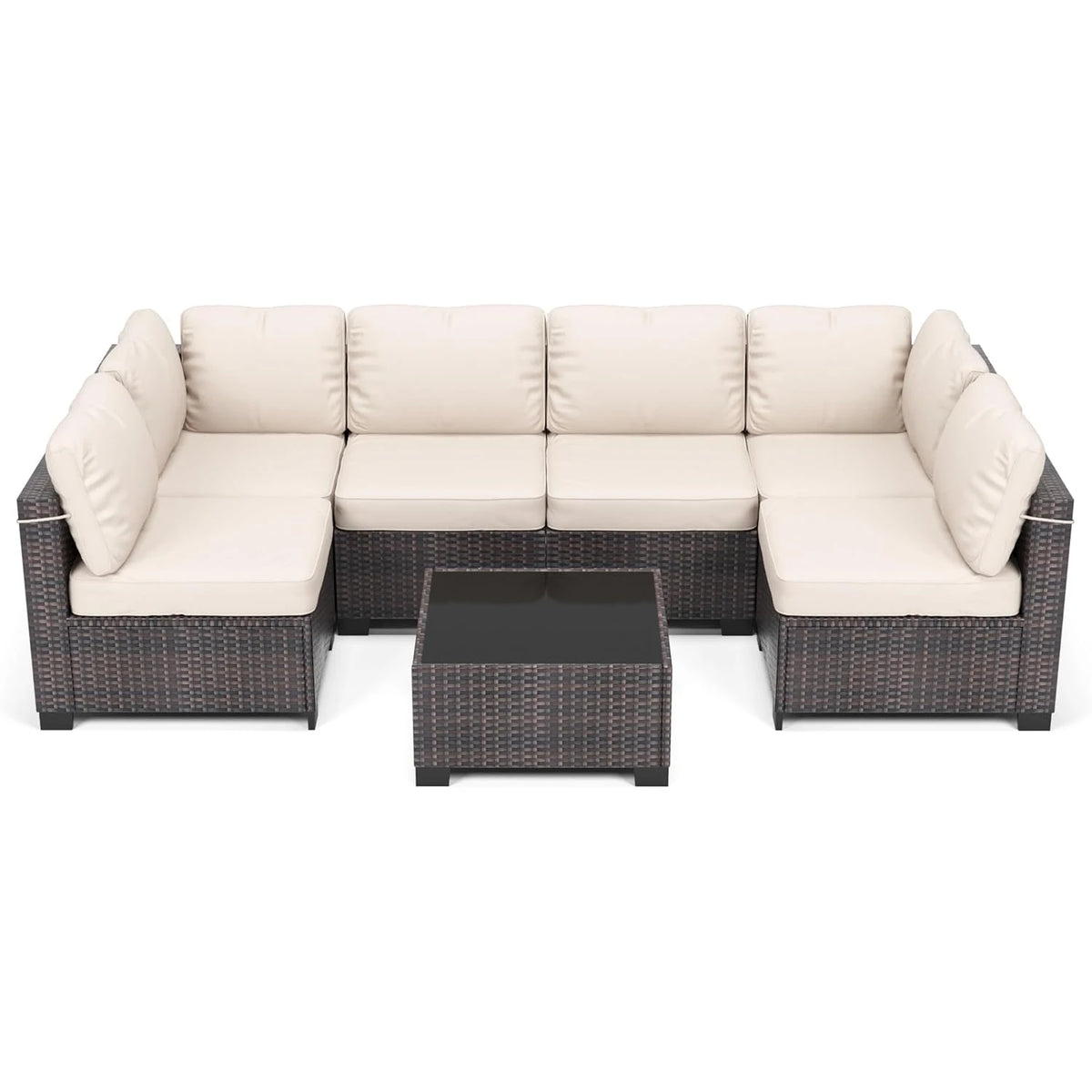 HiMISS Modular PE Rattan Outdoor Sectional Conversation Sofa Set