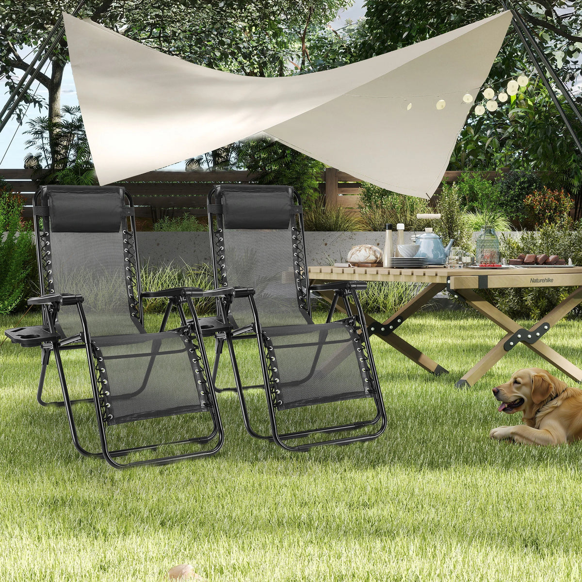 JHK Zero Gravity Folding Recliner Chairs With Cup Holder Trays