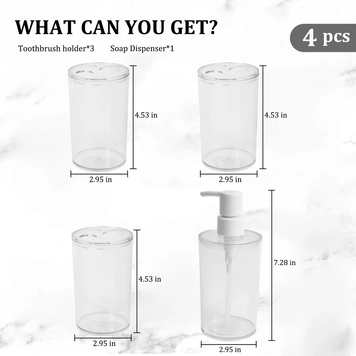 Hanmart Bathroom Accessory Set Soap Dispenser Toothbrush Holder