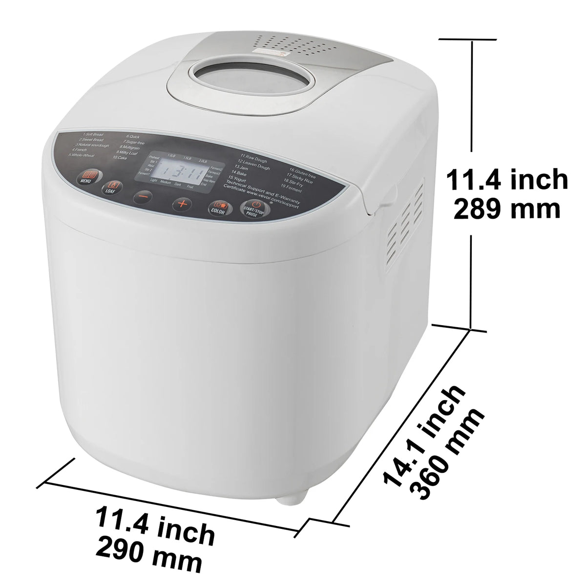 VEVOR Automatic 15In1 Bread Maker With Nonstick Ceramic Pan