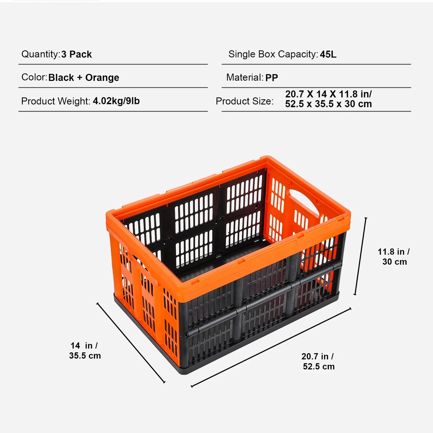 SucceBuy Collapsible Plastic Stackable Storage Bins With Heavy Duty Handles