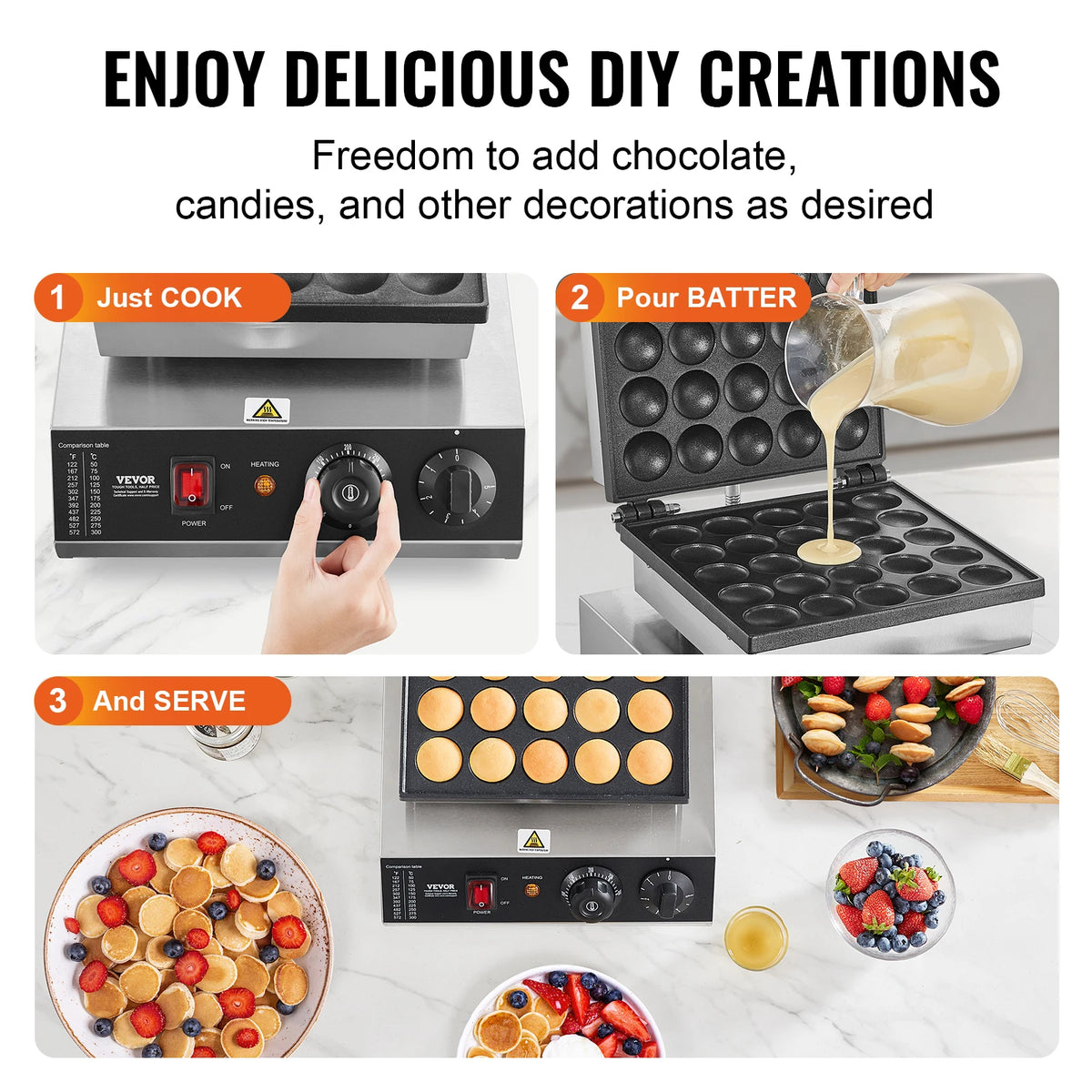 VEVOR Electric Waffle Maker With Timer And Temperature Control