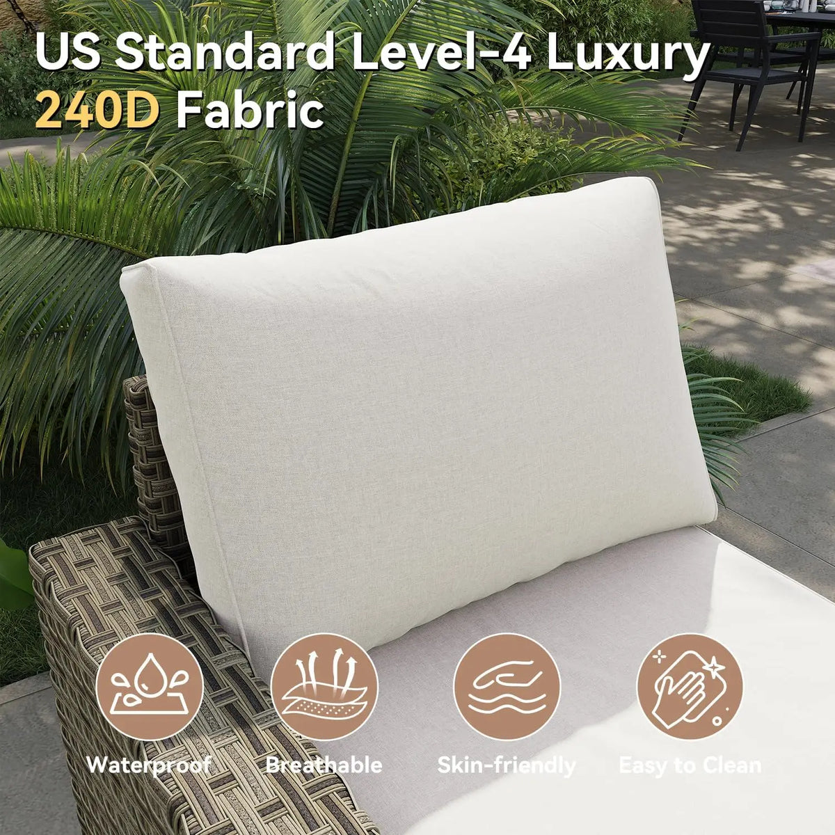 AOXUN Outdoor Rattan Sectional Sofa Set With Swivel Rockers