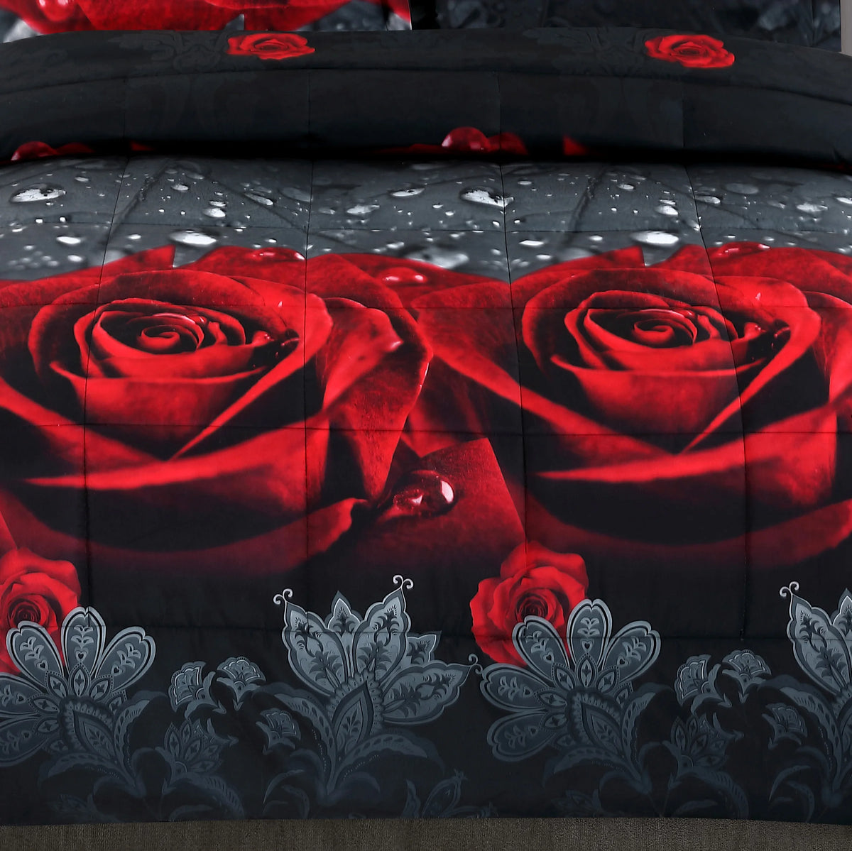 Microfiber 3D Floral Printed Comforter Set With Pillowcases