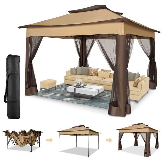 Tooluck Pop Up Outdoor Gazebo With Waterproof Mosquito Netting