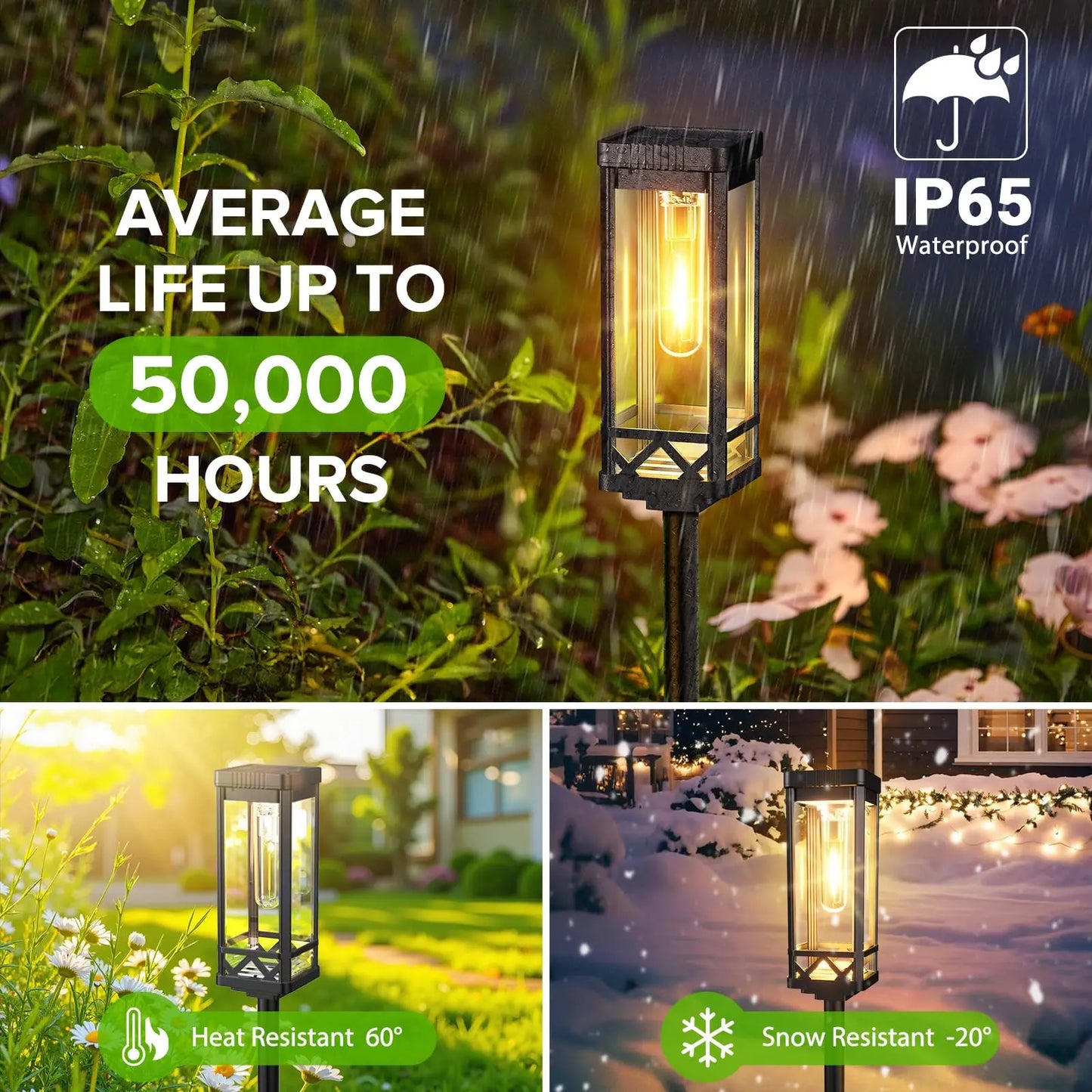 Solar Pathway Lights Waterproof LED Landscape For Driveways And Yards