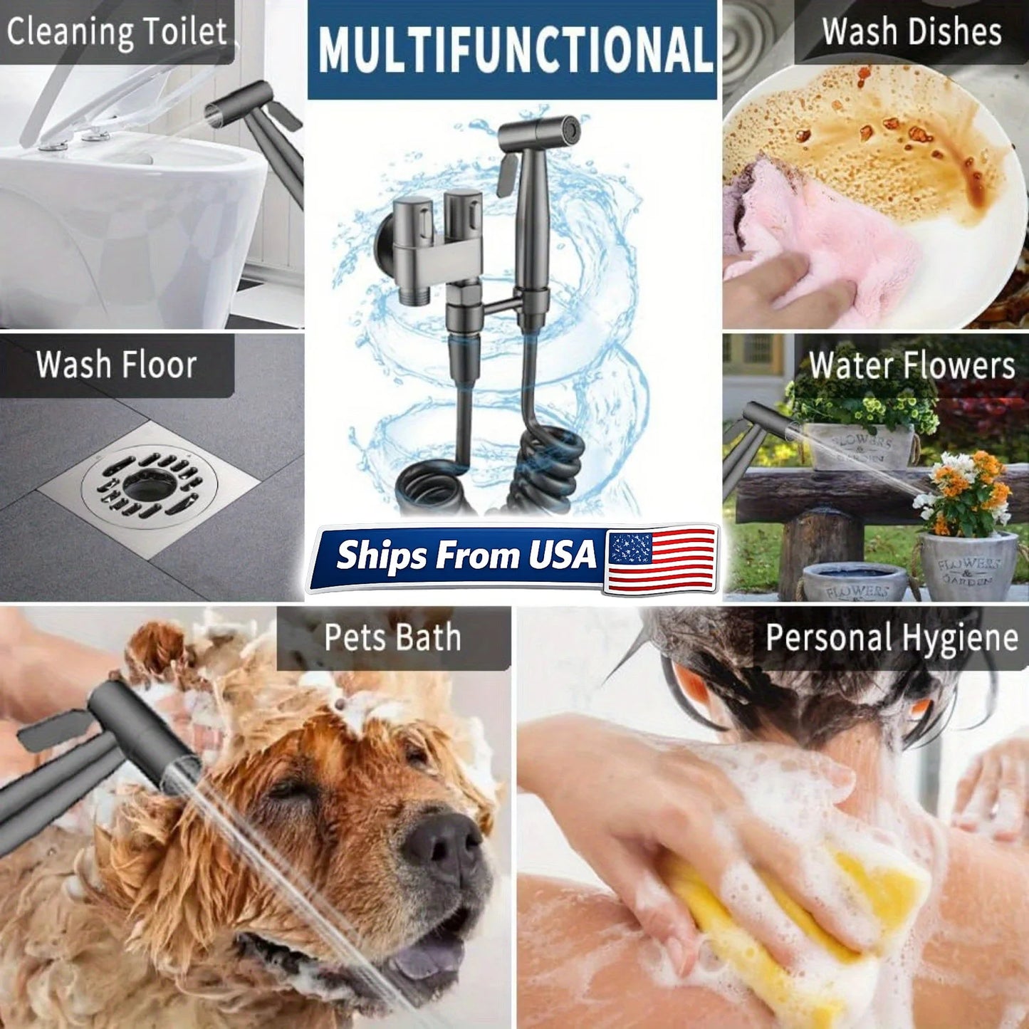 Double Control Toilet Bidet Sprayer Handheld Pressure Control