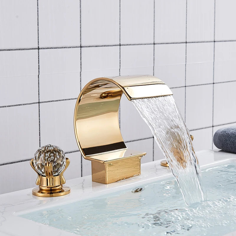 Wanmivezlo Brass Deck Mount Widespread Basin Faucet With Dual Handles