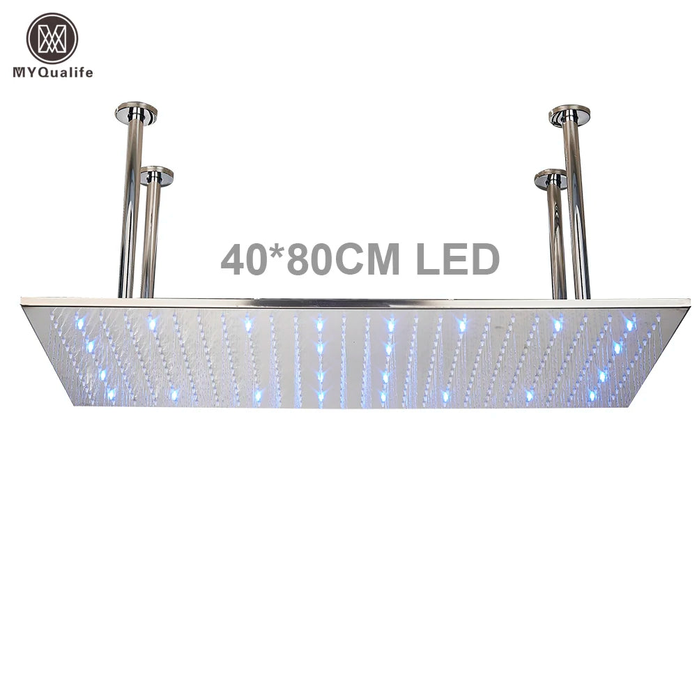 MYQualife LED Rainfall Shower Head Ceiling Mounted