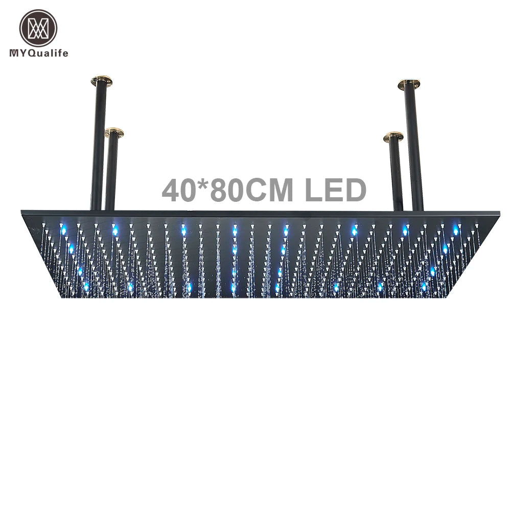 MYQualife LED Rainfall Shower Head Ceiling Mounted