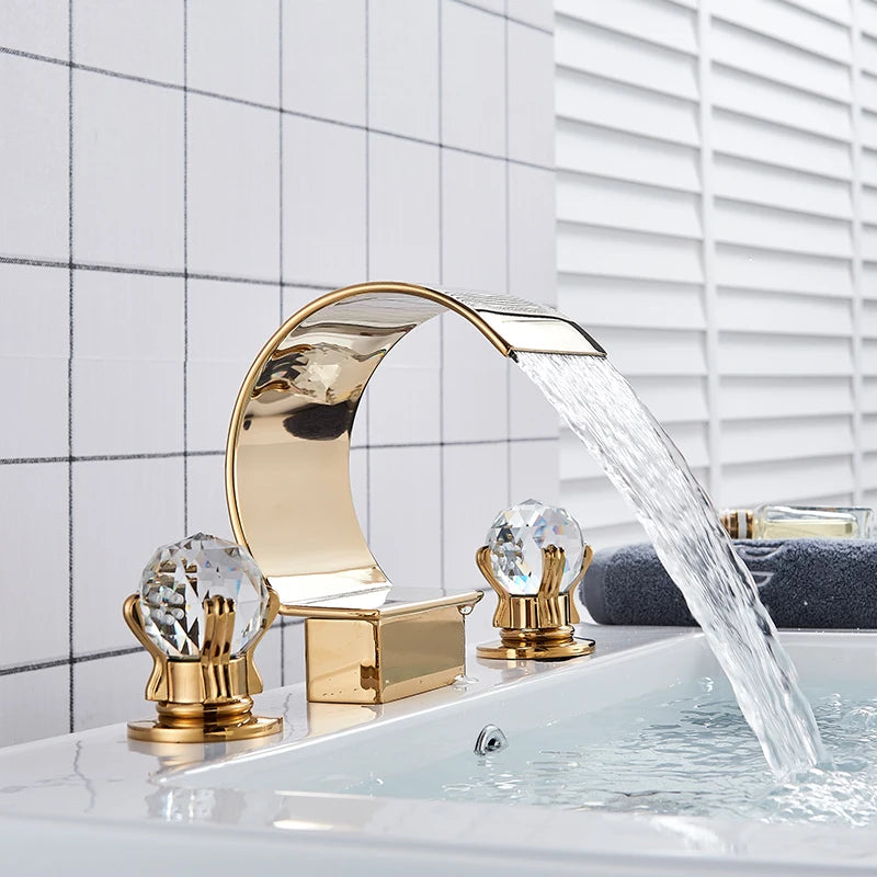 Wanmivezlo Brass Deck Mount Widespread Basin Faucet With Dual Handles