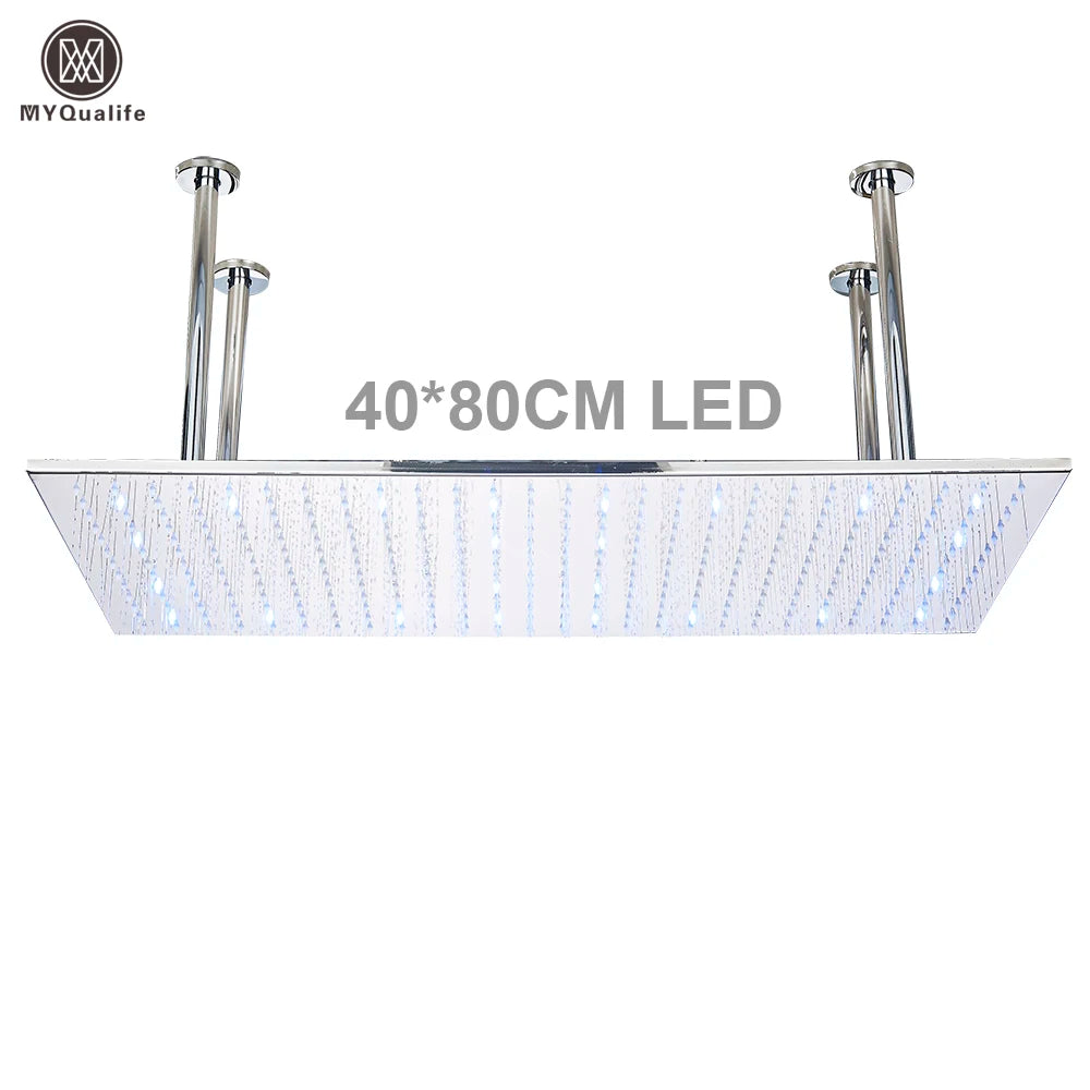 MYQualife LED Rainfall Shower Head Ceiling Mounted