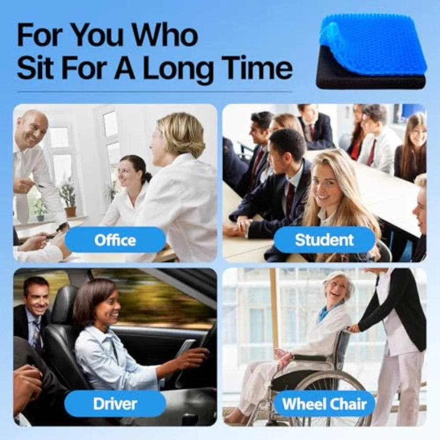 Gel Cooling Seat Cushion With Breathable Honeycomb Pressure Relief