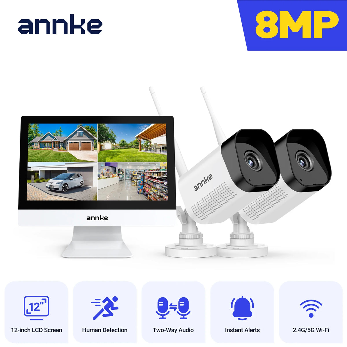 ANNKE 4K Wireless Security Camera System With Two Way Audio