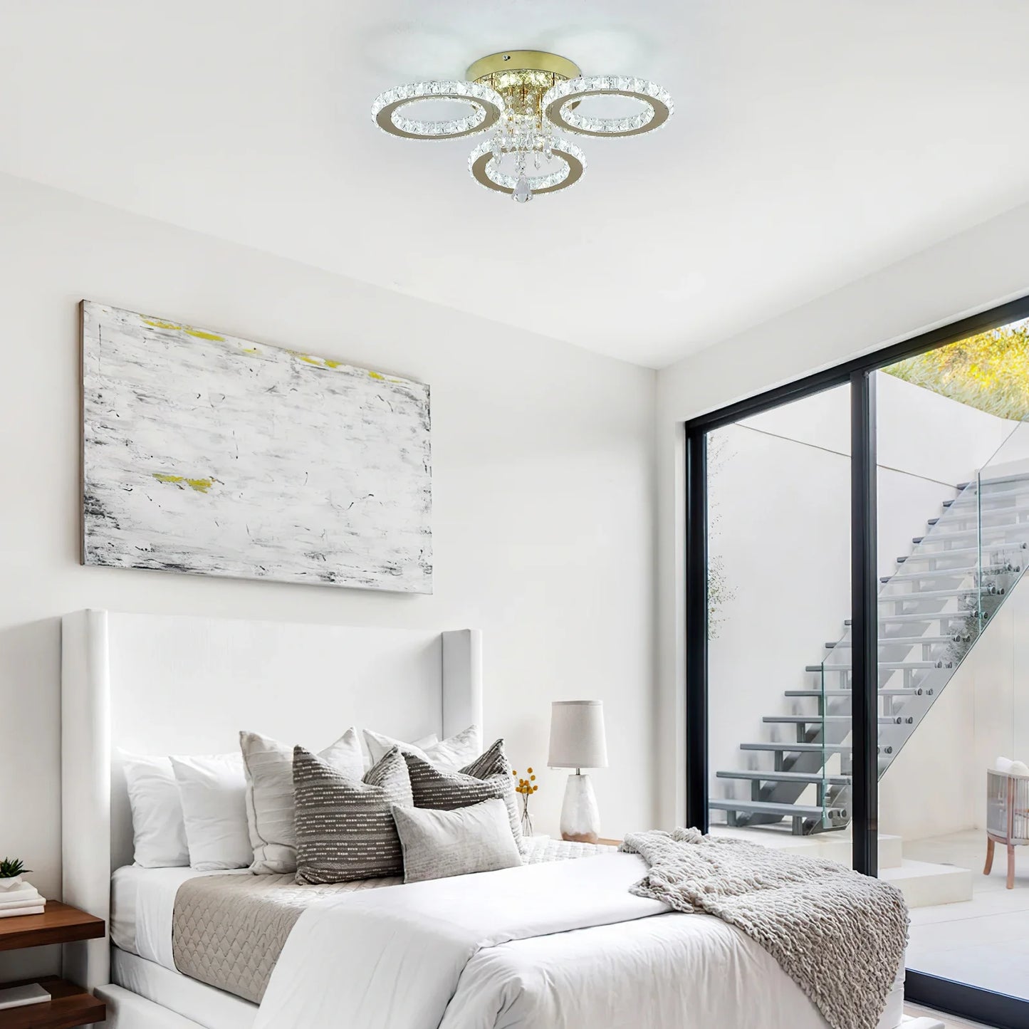 VETRULUS Crystal LED Ceiling Light Chandelier for Living Room Dining
