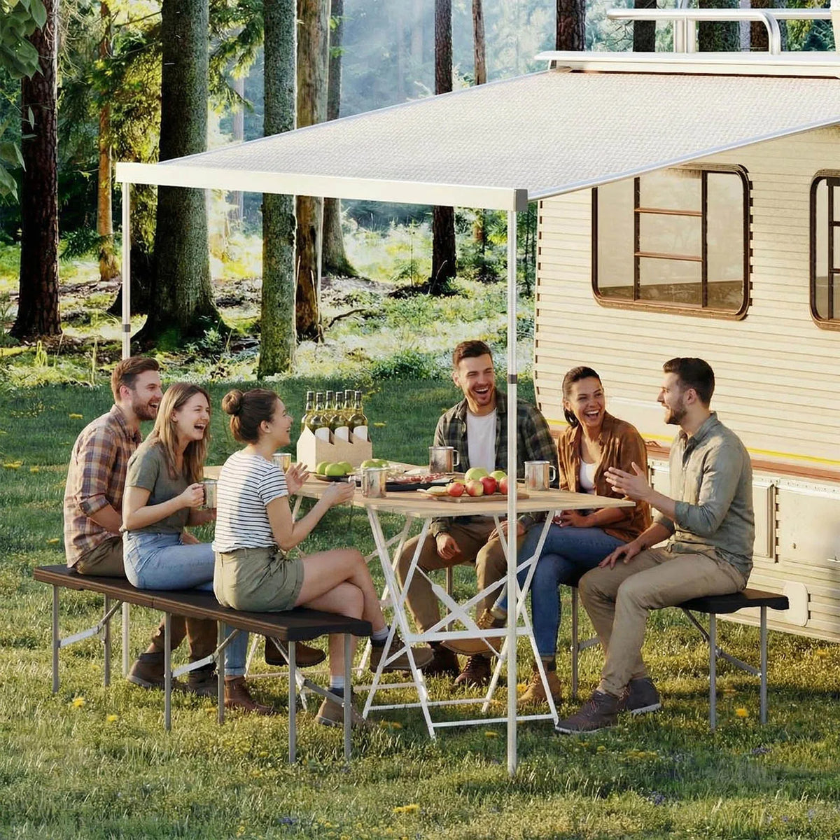 HiMISS Heavy Duty Folding Outdoor Bench With Durable HDPE Top