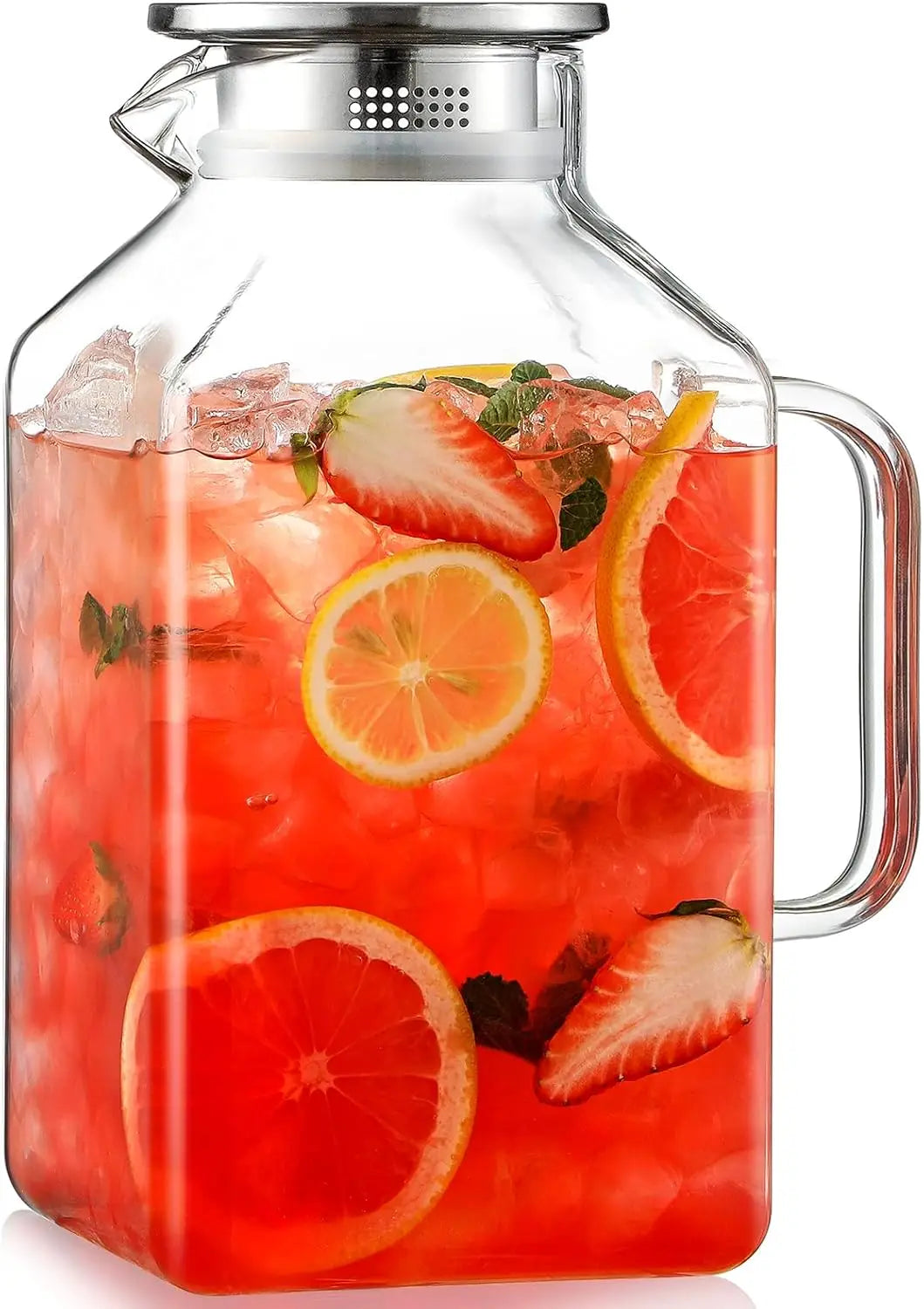 Borosilicate Glass Pitcher With Lid And Spout For Beverages