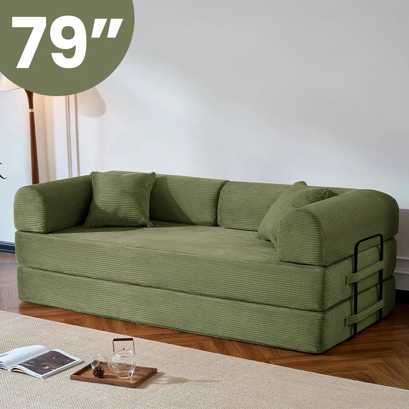 Corduroy Upholstered Convertible Sofa Bed Loveseat Sleeper Living Room