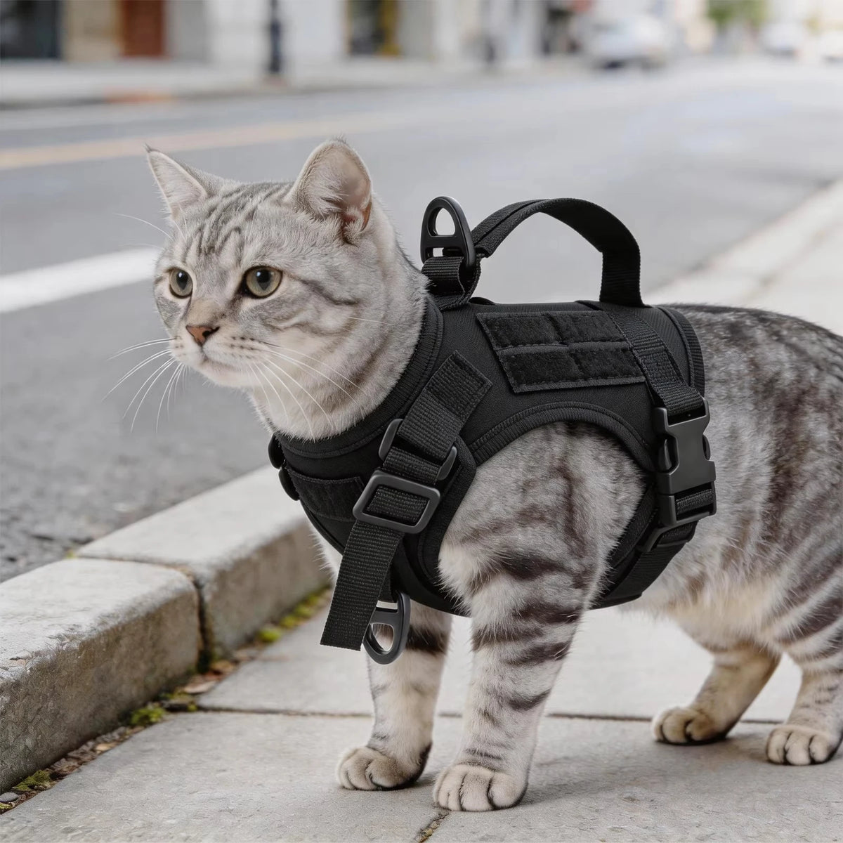 Tactical Cat Harness Leash Set Adjustable Soft Mesh Vest