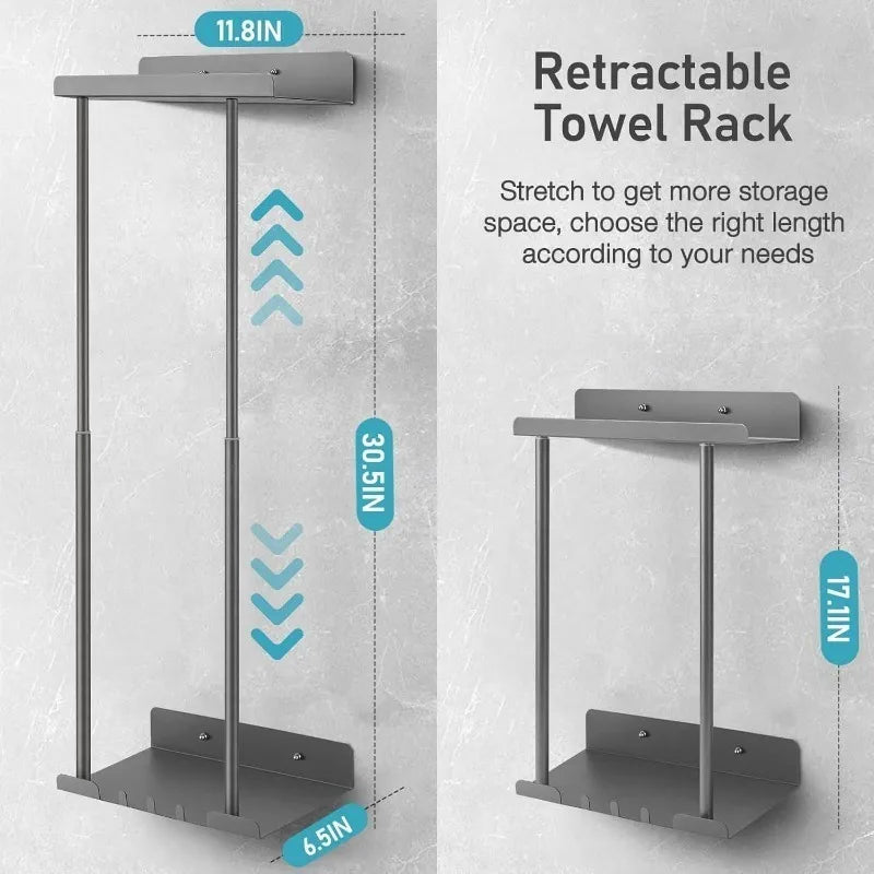 Double Stainless Steel Wall Mounted Bathroom Towel Rack Holder Stand Design