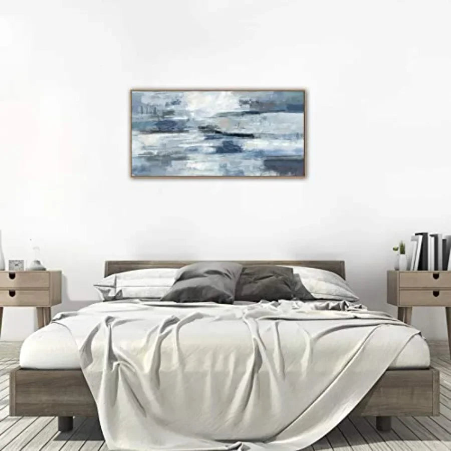 Abstract Ocean Canvas Wall Art Framed For Living Room Office