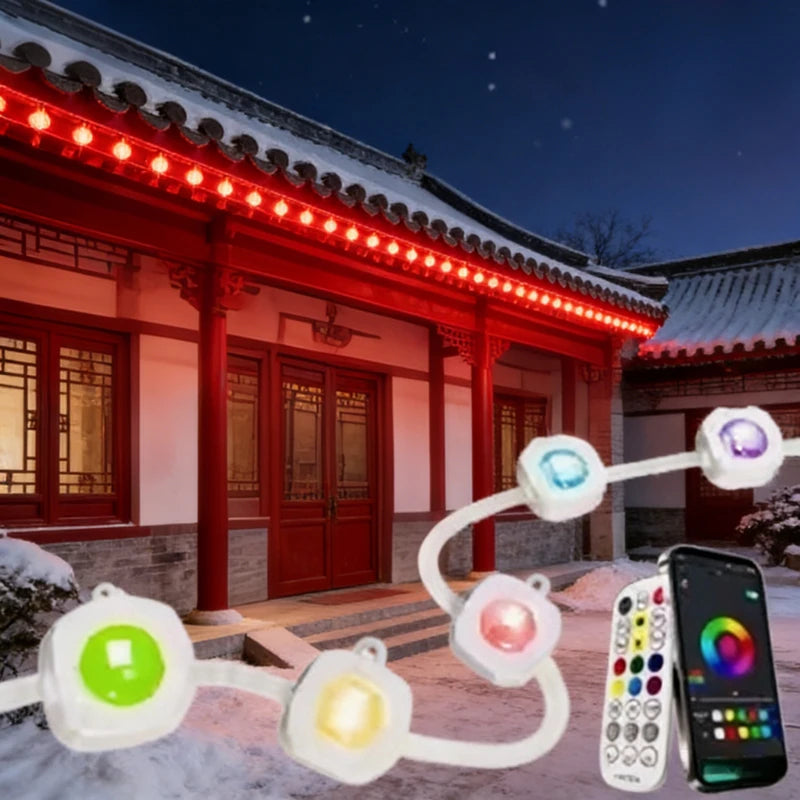 GCTECHING Waterproof Permanent Outdoor LED String Lights for Eaves