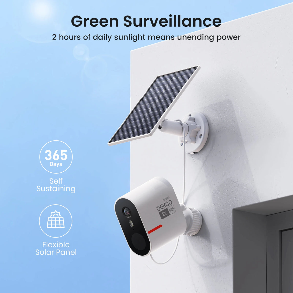 DEKCO Solar WiFi Security Camera System With Local Storage