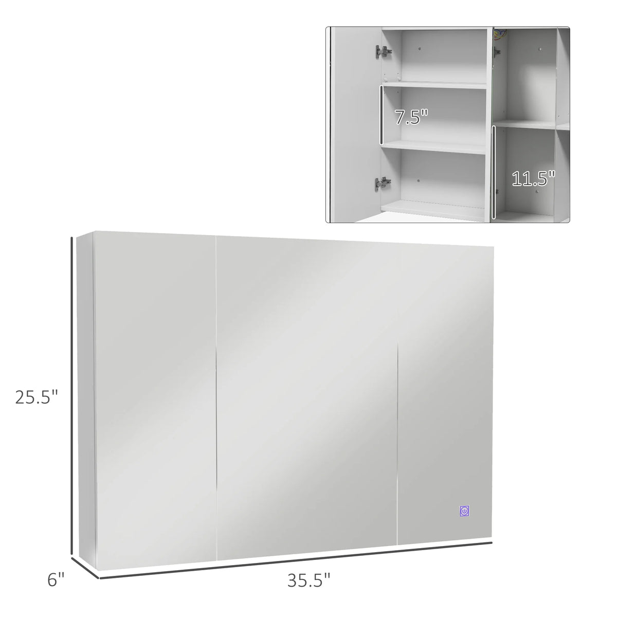 Kleankin Lighted Medicine Cabinet Mirror With Storage And USB Charging