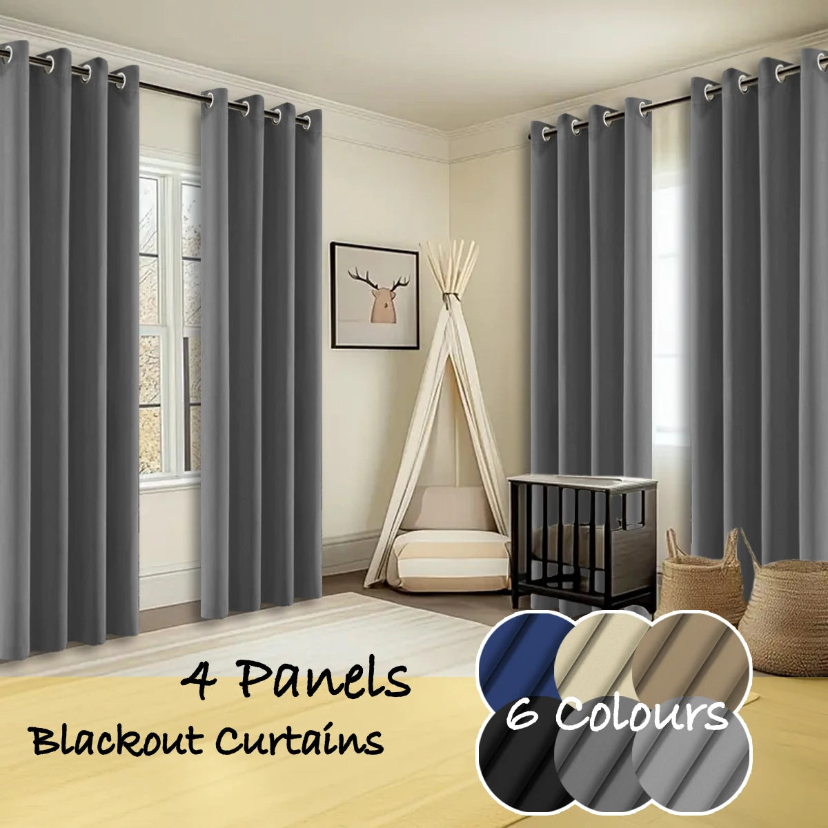 Thermal Insulated Blackout Curtains Room Darkening Ring Top Panels