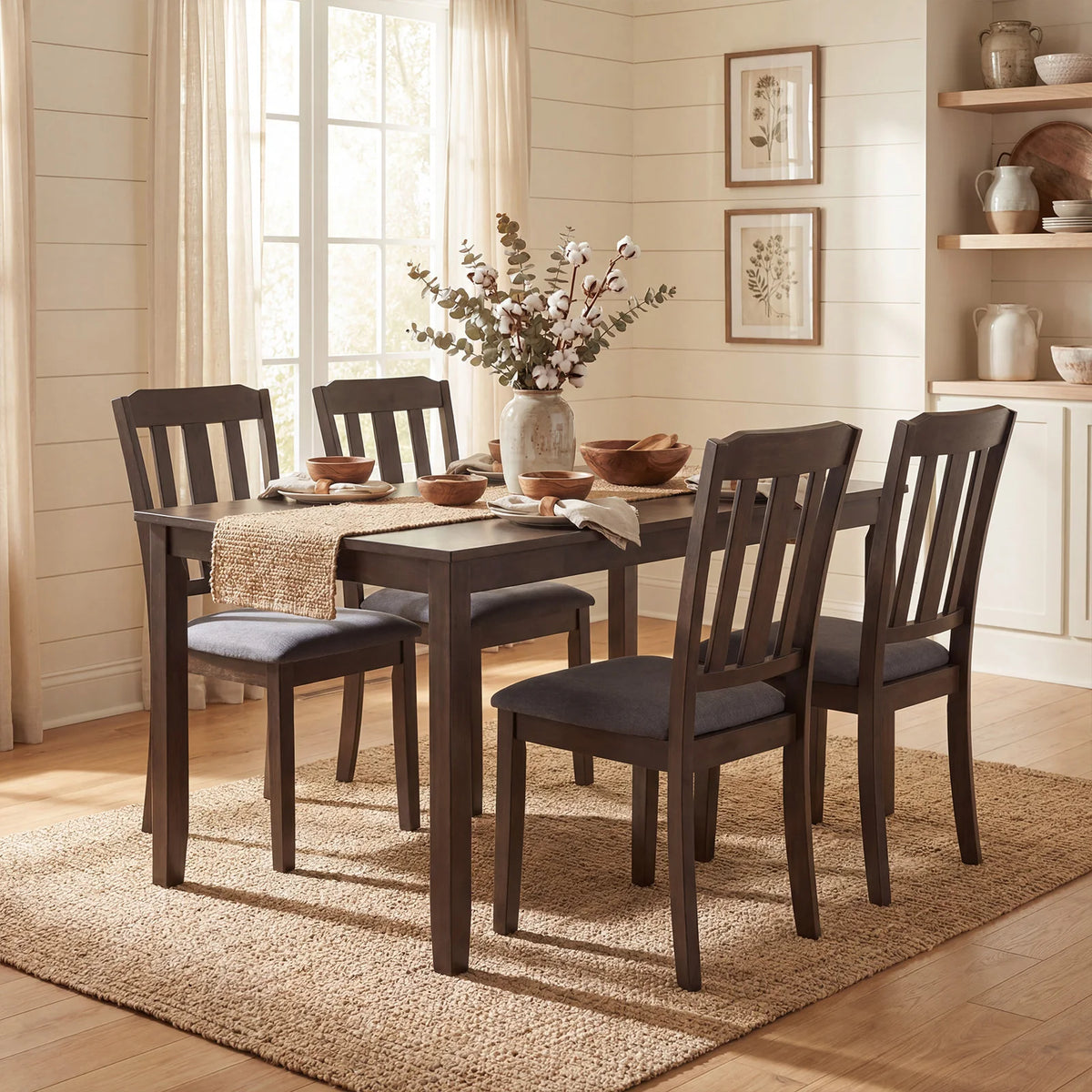 HOMASIS Wooden Dining Chair Set With Padded Seat And Backrest