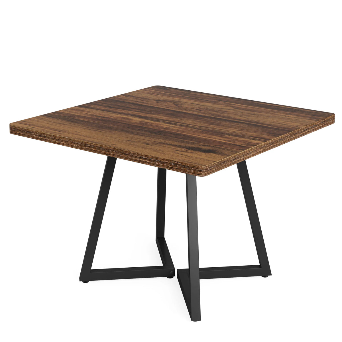Tribesigns Industrial Square Dining Table With Wooden Top And Metal Frame