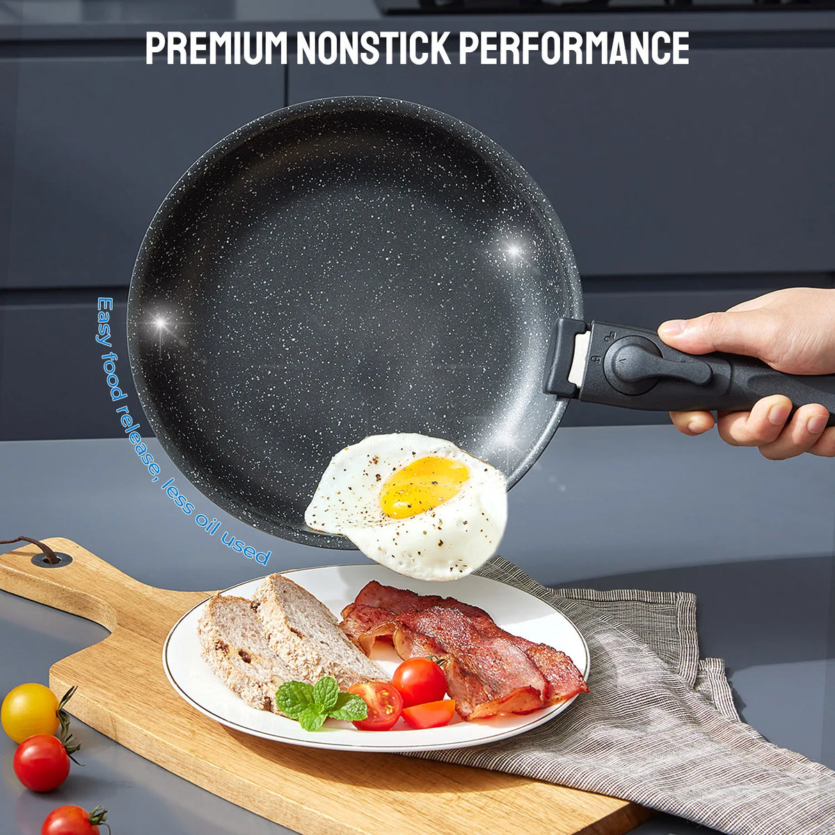 Nonstick Induction Cookware Set With Removable Handles And Lids