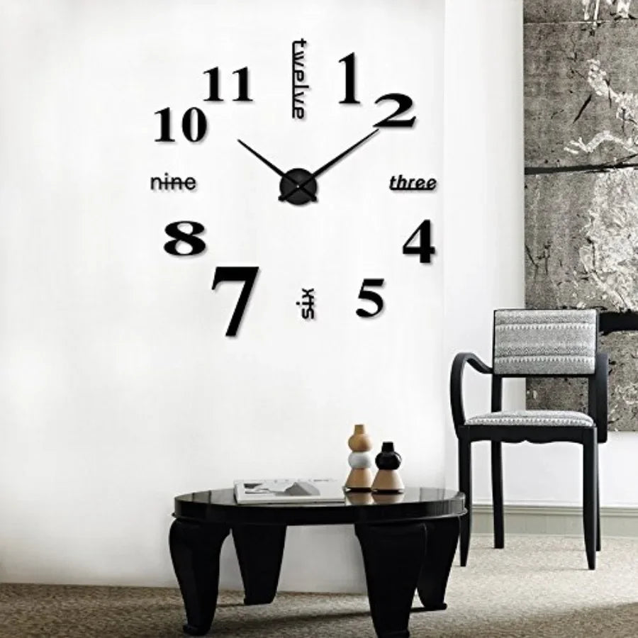 DIY Modern 3D Wall Clock With Mirror Numbers Decor