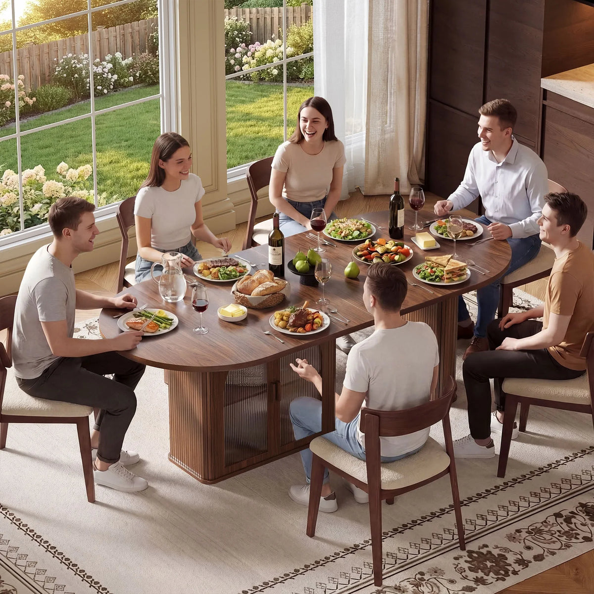 Onbrill Modern Oval Dining Table Featuring Integrated Led Lighting