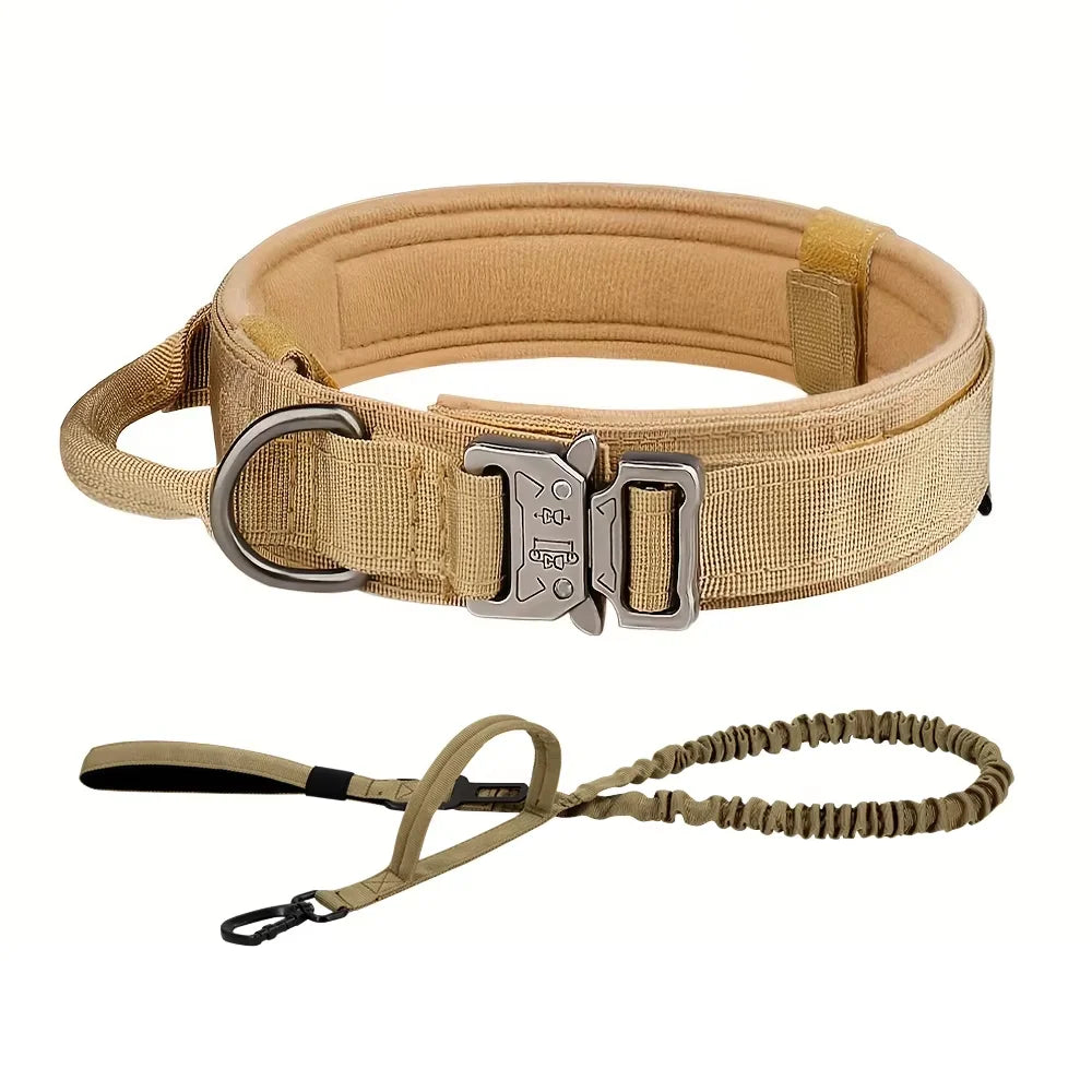 Padded Nylon Tactical Dog Collar Leash Set With Quick Release