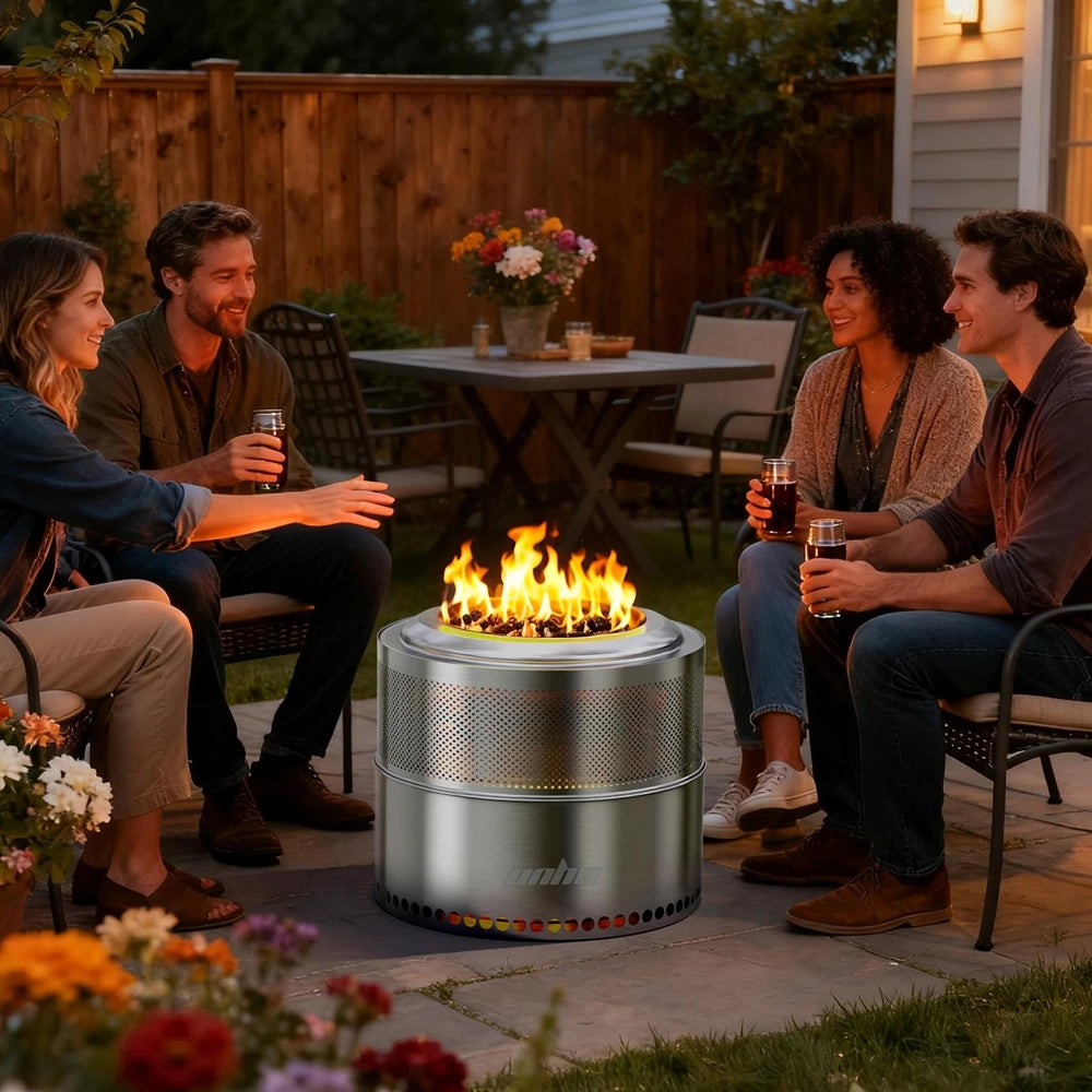 Smokeless Outdoor Fire Pit Stove Stainless Steel Camping Chiminea