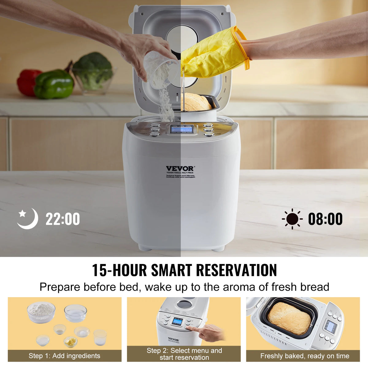 SucceBuy 15 Function Automatic Bread Maker With Gluten Free Settings