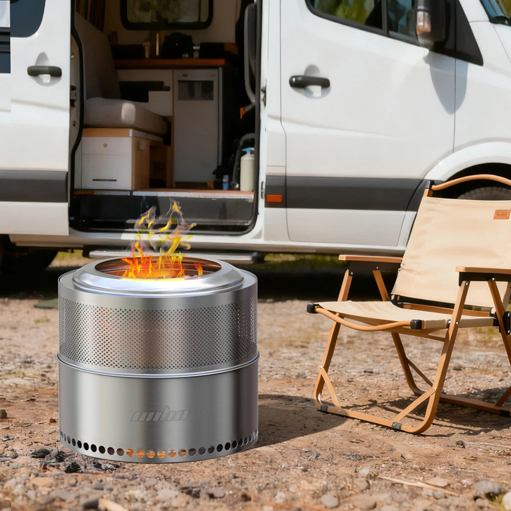 Smokeless Outdoor Fire Pit Stove Stainless Steel Camping Chiminea