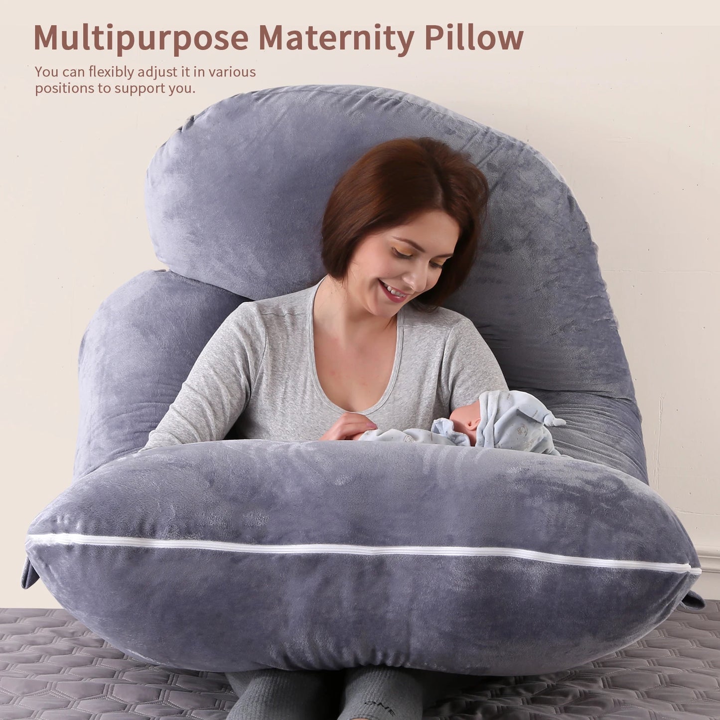 G Shaped Pregnancy Pillow Full Body Maternity With Removable Cover