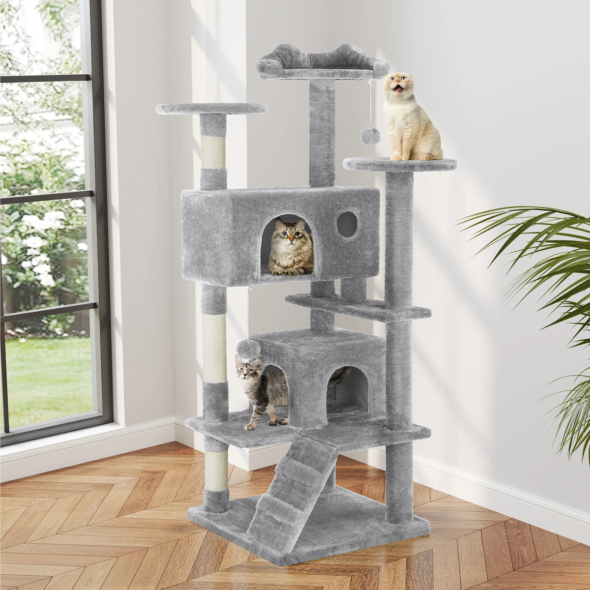 MCQ Cat Tree Tower with Hemp Scratching Posts and Platform