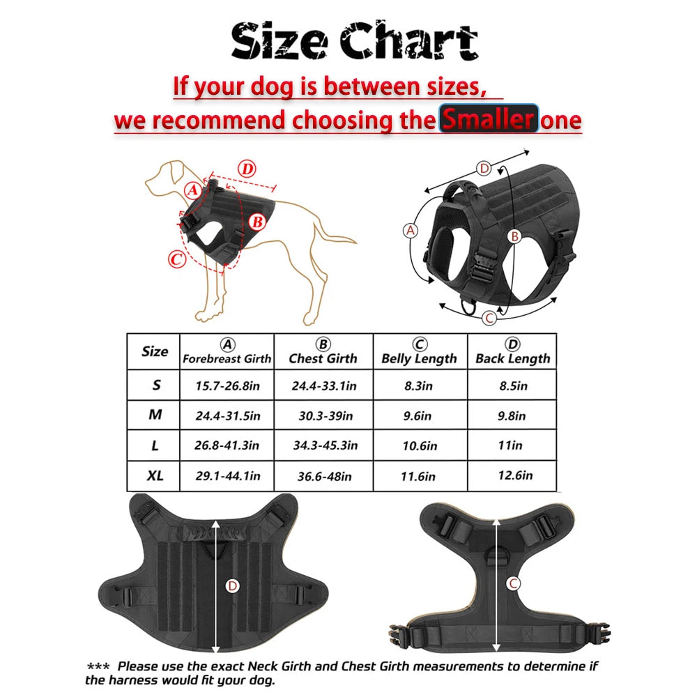 Tactical Nylon Dog Harness With Molle Pockets And Quick Release