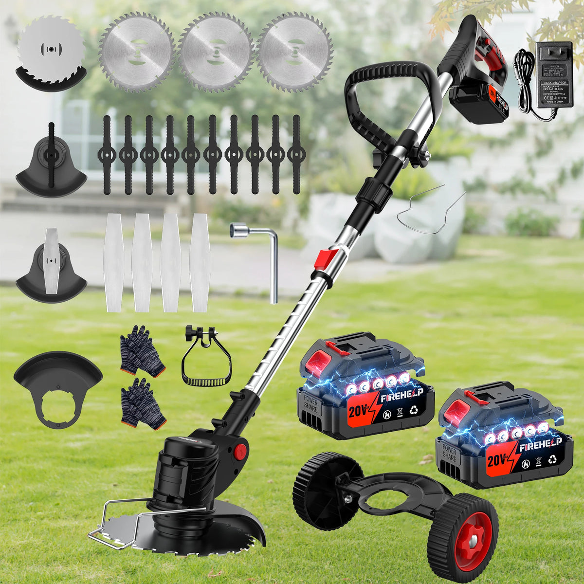 Firehelp Portable Cordless Electric Lawn Mower And Trimmer