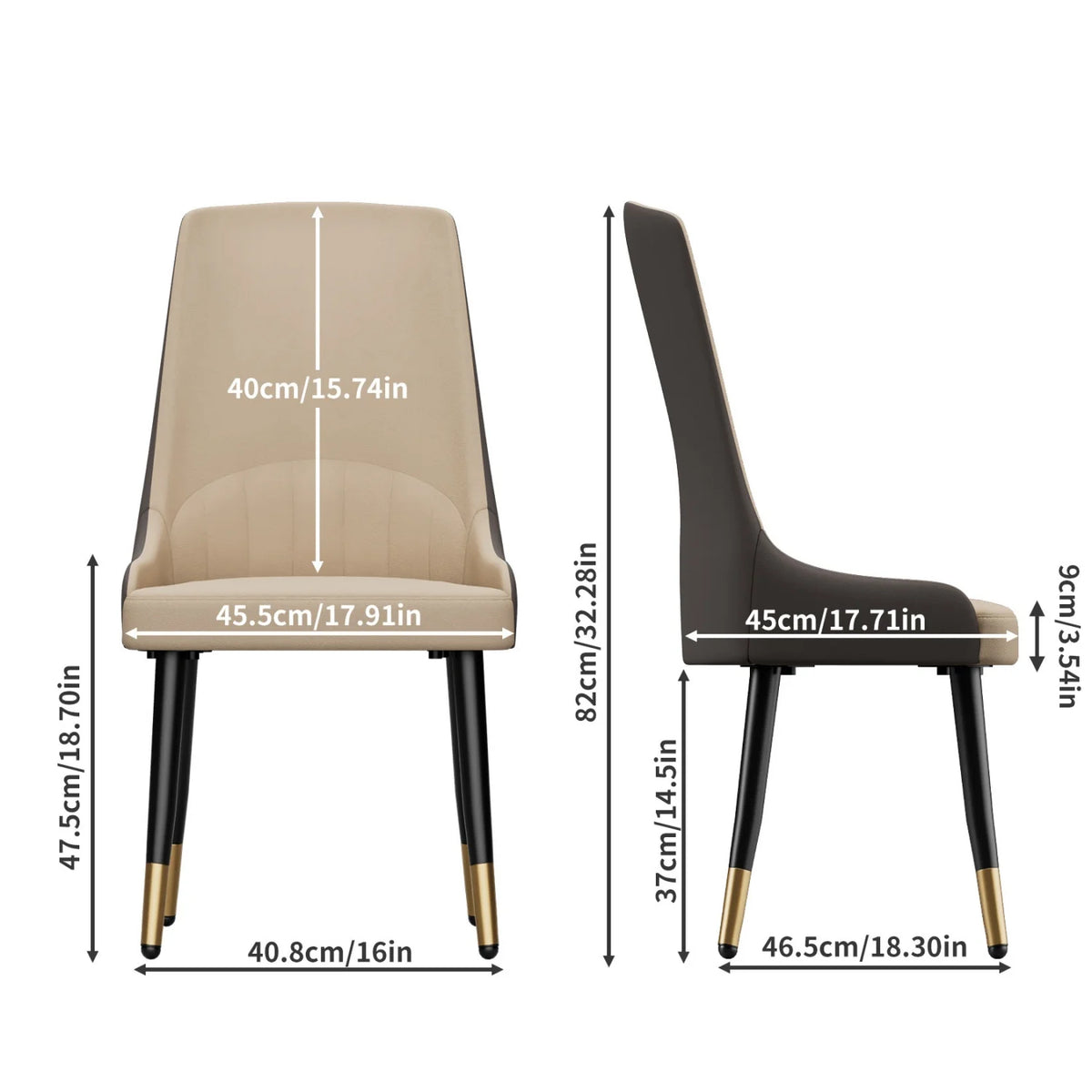 Modern Dining Chairs Set Of Two With Upholstered Cushion Seats